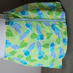 Vintage LILLY PULITZER Green & Blue Birds & Floral Print Skort. 8